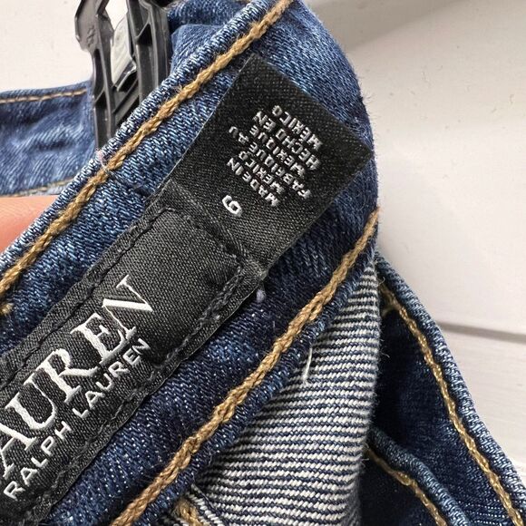 Lauren Ralph Lauren Women's Patchwork Lite Barrel Taper Jeans Sz 6 Festival Boho - Picture 8 of 8